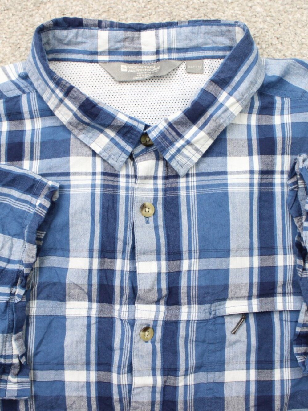 Mountain Warehouse Holiday Shirt Mens 3XL XXXL Blue/White Plaid Short Sleeve